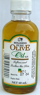 BENJAMINS PURE OLIVE OIL 120 ML 

BENJAMINS PURE OLIVE OIL 120 ML: available at Sam's Caribbean Marketplace, the Caribbean Superstore for the widest variety of Caribbean food, CDs, DVDs, and Jamaican Black Castor Oil (JBCO). 